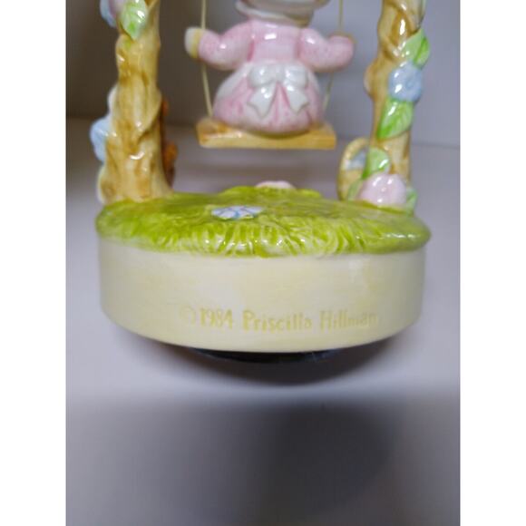 Summer Swing Priscilla Hillman Lil Mouse Porcelain Music Box Vintage 1984 Gorham - Picture 7 of 10